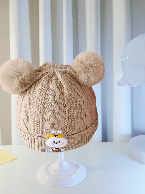 Vunena kapa za bebe i malu djecu – dvostruko debela pletena kapa s zaštitom za uši, zaobljeni vrh, bez ruba (6–12 mjeseci, 1–2 godine)