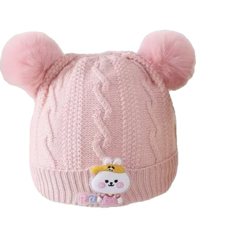 Vunena kapa za bebe i malu djecu – dvostruko debela pletena kapa s zaštitom za uši, zaobljeni vrh, bez ruba (6–12 mjeseci, 1–2 godine)