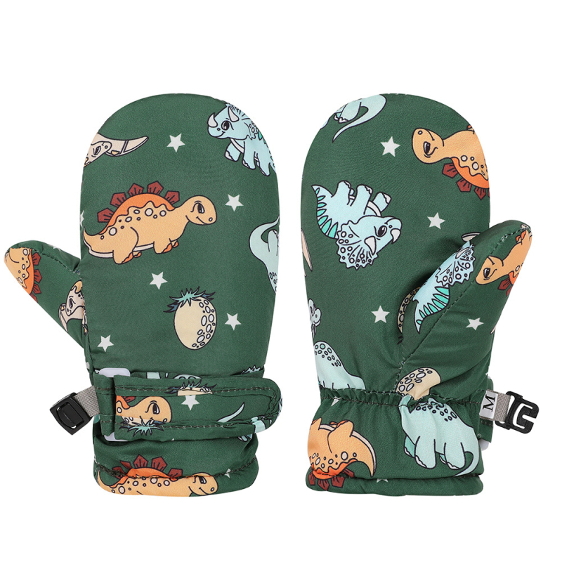 Detské lyžiarske rukavice s fleecovou podšívkou, nepremokavé, teplé, palčáky štýl, pre vek 6 mesiacov–10 rokov (fleece podšívka; nepremokavosť; teplo; vek 6m-10r; karikatúrny vzor)