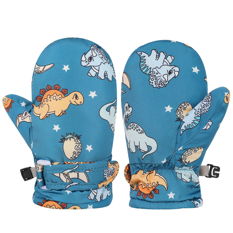 Detské lyžiarske rukavice s fleecovou podšívkou, nepremokavé, teplé, palčáky štýl, pre vek 6 mesiacov–10 rokov (fleece podšívka; nepremokavosť; teplo; vek 6m-10r; karikatúrny vzor)