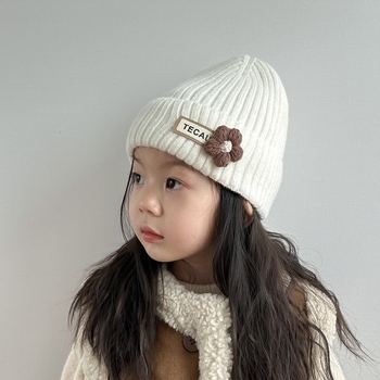 Dječja pletena kapa za zimu, korejski stil, jednostavan dizajn, kupolasti vrh, poliester 71–80%, za dob 2–4, 4–6, 8–10.
