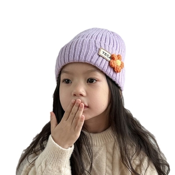 Dječja pletena kapa za zimu, korejski stil, jednostavan dizajn, kupolasti vrh, poliester 71–80%, za dob 2–4, 4–6, 8–10.