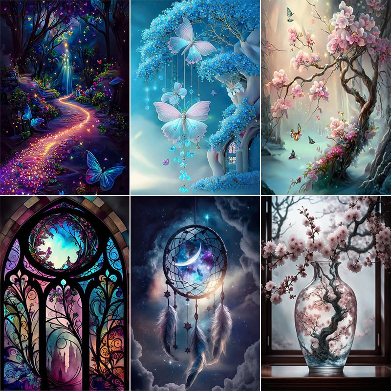 Комплект за бродерия с кръстчета: ландшафтен модел, платно 11CT, модерен минималистичен стил, DIY бродерия