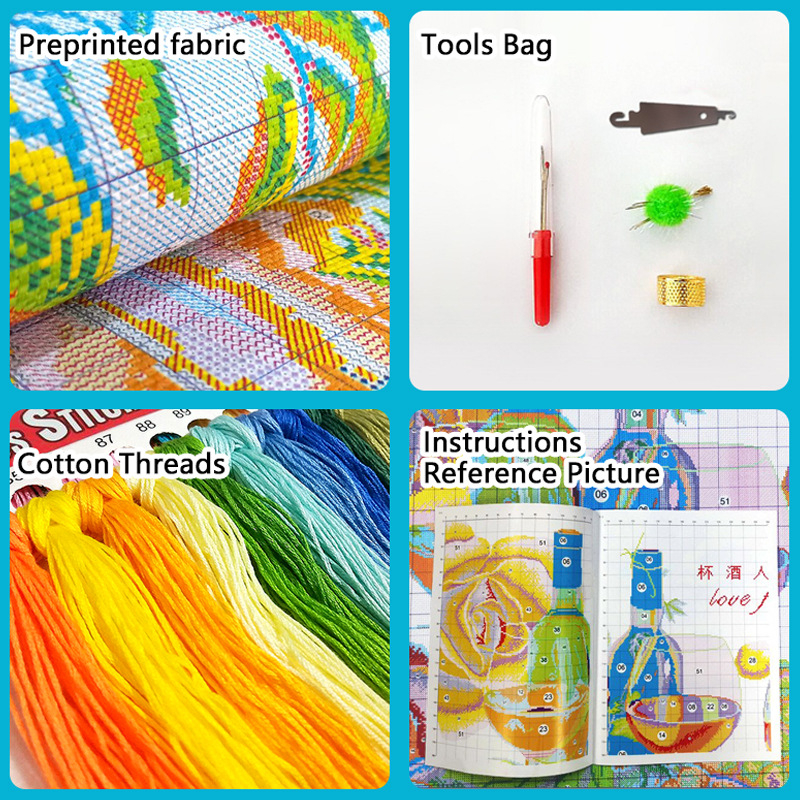 Комплект за бродерия с кръстчета: ландшафтен модел, платно 11CT, модерен минималистичен стил, DIY бродерия