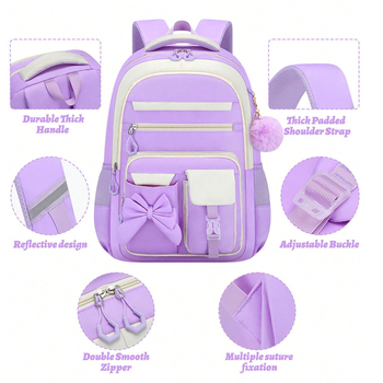 Mokyklinė kuprinė vidurinei mokyklai – stuburo apsauga, didelė talpa, trijų dalių komplektas, pečių diržai su oro pagalvėmis, Oxford audinys