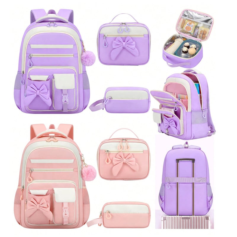 Mokyklinė kuprinė vidurinei mokyklai – stuburo apsauga, didelė talpa, trijų dalių komplektas, pečių diržai su oro pagalvėmis, Oxford audinys