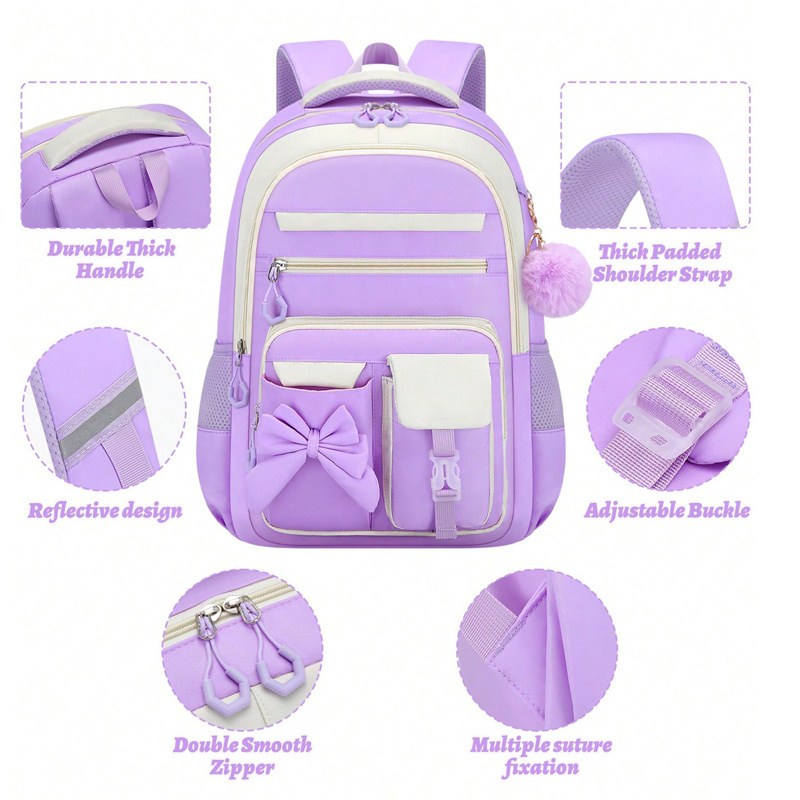 Mokyklinė kuprinė vidurinei mokyklai – stuburo apsauga, didelė talpa, trijų dalių komplektas, pečių diržai su oro pagalvėmis, Oxford audinys