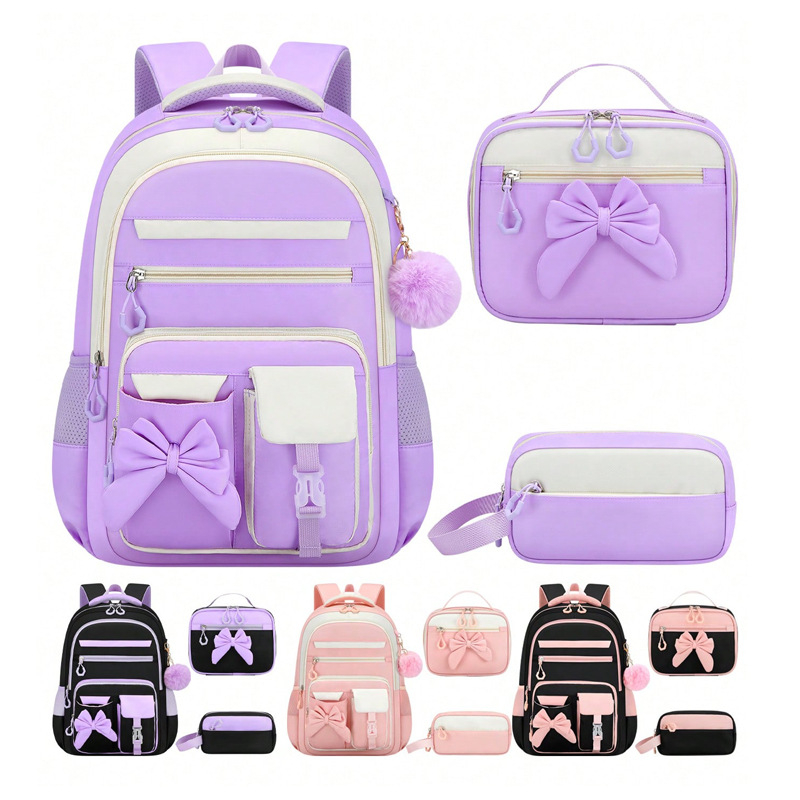 Mokyklinė kuprinė vidurinei mokyklai – stuburo apsauga, didelė talpa, trijų dalių komplektas, pečių diržai su oro pagalvėmis, Oxford audinys