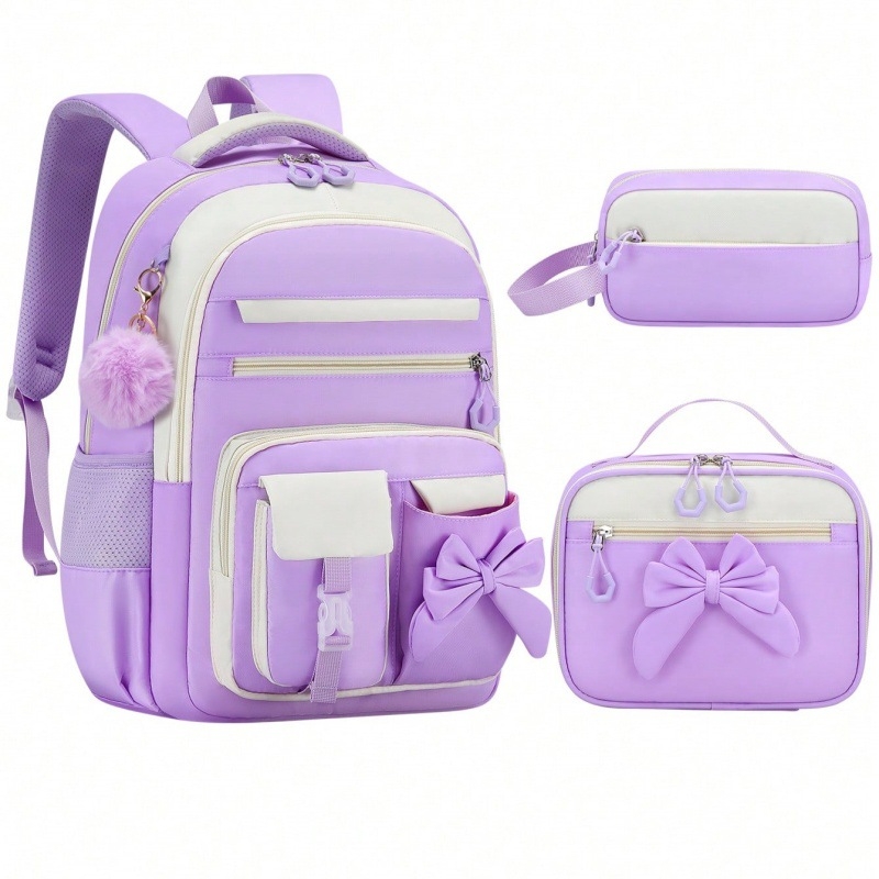 Mokyklinė kuprinė vidurinei mokyklai – stuburo apsauga, didelė talpa, trijų dalių komplektas, pečių diržai su oro pagalvėmis, Oxford audinys