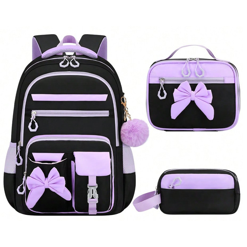 Mokyklinė kuprinė vidurinei mokyklai – stuburo apsauga, didelė talpa, trijų dalių komplektas, pečių diržai su oro pagalvėmis, Oxford audinys