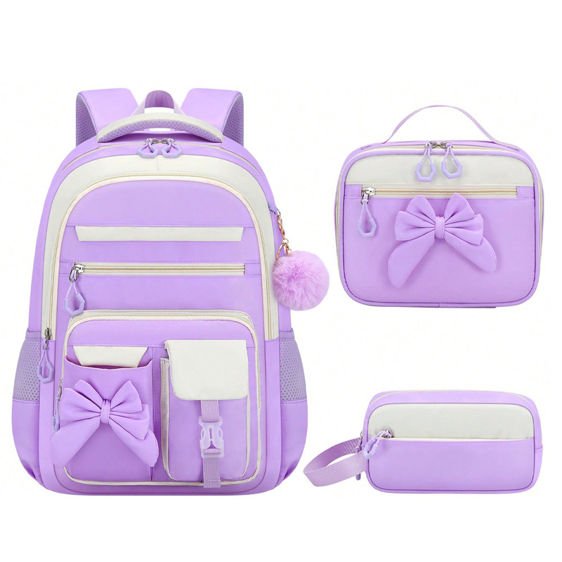 Mokyklinė kuprinė vidurinei mokyklai – stuburo apsauga, didelė talpa, trijų dalių komplektas, pečių diržai su oro pagalvėmis, Oxford audinys