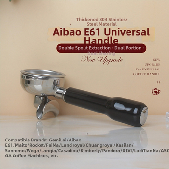 Rukoväť na espresso portafilter – kompatibilná so dvojitým výstupom, drevo + 304 nerezová oceľ, moderný jednoduchý štýl, vhodné pre bary, kaviarne, reštaurácie a domovy