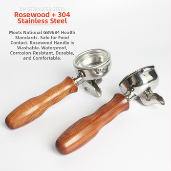 Rukoväť na espresso portafilter – kompatibilná so dvojitým výstupom, drevo + 304 nerezová oceľ, moderný jednoduchý štýl, vhodné pre bary, kaviarne, reštaurácie a domovy