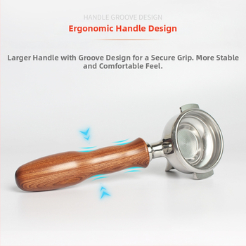 Rukoväť na espresso portafilter – kompatibilná so dvojitým výstupom, drevo + 304 nerezová oceľ, moderný jednoduchý štýl, vhodné pre bary, kaviarne, reštaurácie a domovy