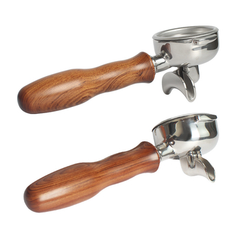 Rukoväť na espresso portafilter – kompatibilná so dvojitým výstupom, drevo + 304 nerezová oceľ, moderný jednoduchý štýl, vhodné pre bary, kaviarne, reštaurácie a domovy