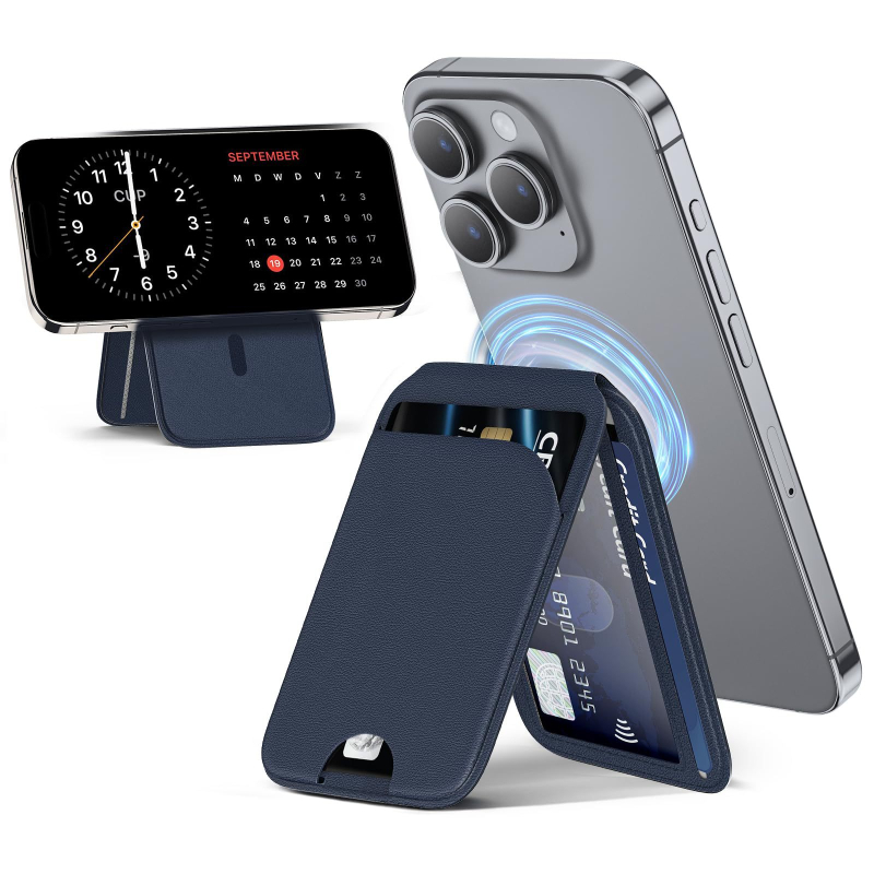 MagSafe peňaženkový držiteľ a stojan na telefón – PU, jednofarebný, peňaženka so dvomi skladaniami, skladateľný, jeseň 2024