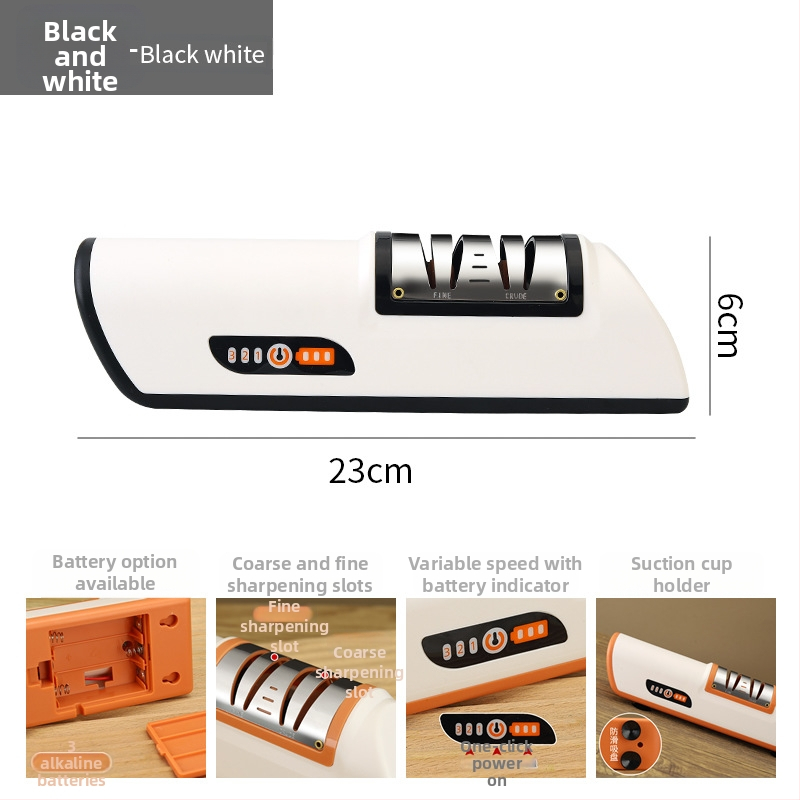 Elektrický brúsič nožov s ABS telom a podstavou s vákuovou základňou, domáce rýchle ostrenie, brúsny kameň na nože, moderný minimalistický štýl