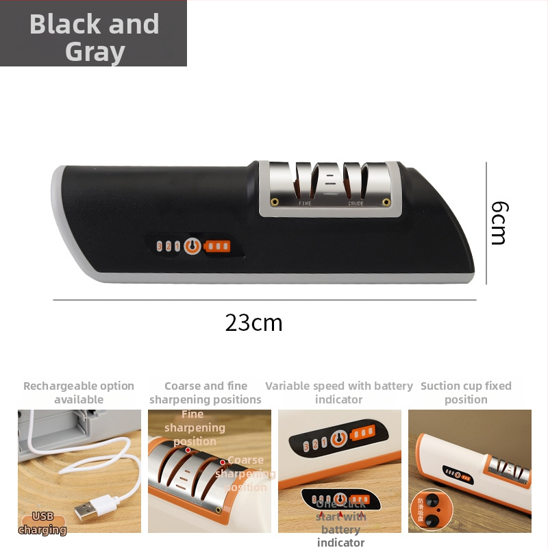 Elektrický brúsič nožov s ABS telom a podstavou s vákuovou základňou, domáce rýchle ostrenie, brúsny kameň na nože, moderný minimalistický štýl