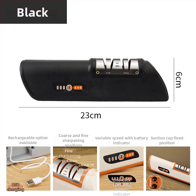 Elektrický brúsič nožov s ABS telom a podstavou s vákuovou základňou, domáce rýchle ostrenie, brúsny kameň na nože, moderný minimalistický štýl