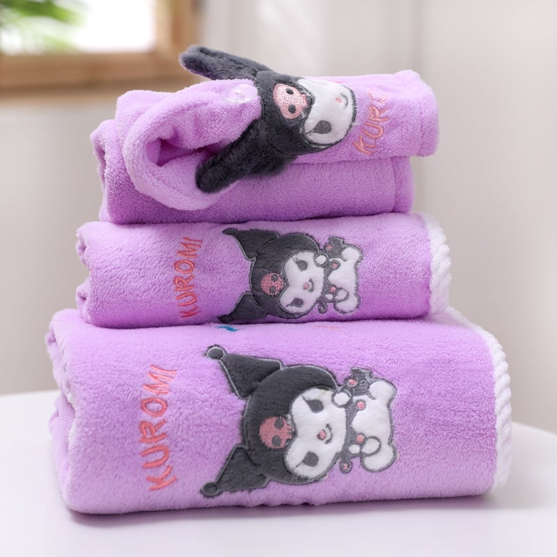 Комплект три кърпи за баня с карикатурна бродерия, 32-нишкова прежда, бродирани, с еднообразно тъкане