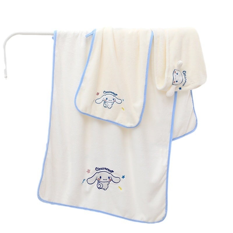 Комплект три кърпи за баня с карикатурна бродерия, 32-нишкова прежда, бродирани, с еднообразно тъкане