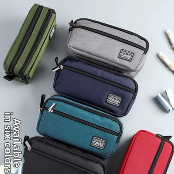 Pildspalvu maciņš ar trim rāvējslēdzējiem, liela ietilpība, Oxford audums, universāls, brīvā laika stils