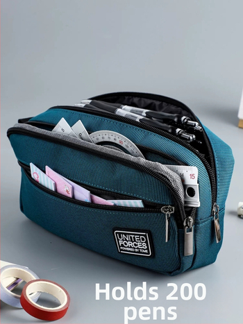 Pildspalvu maciņš ar trim rāvējslēdzējiem, liela ietilpība, Oxford audums, universāls, brīvā laika stils