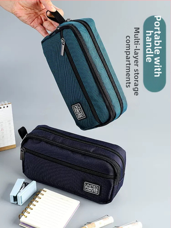 Pildspalvu maciņš ar trim rāvējslēdzējiem, liela ietilpība, Oxford audums, universāls, brīvā laika stils