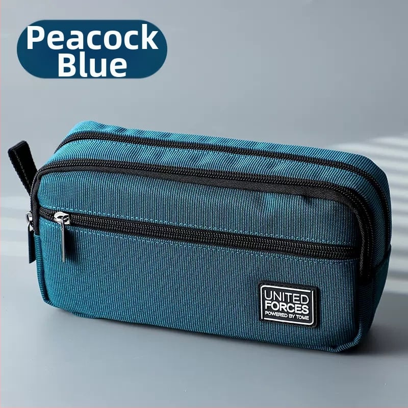 Pildspalvu maciņš ar trim rāvējslēdzējiem, liela ietilpība, Oxford audums, universāls, brīvā laika stils