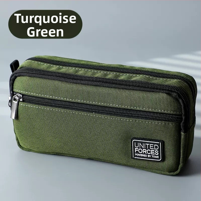 Pildspalvu maciņš ar trim rāvējslēdzējiem, liela ietilpība, Oxford audums, universāls, brīvā laika stils