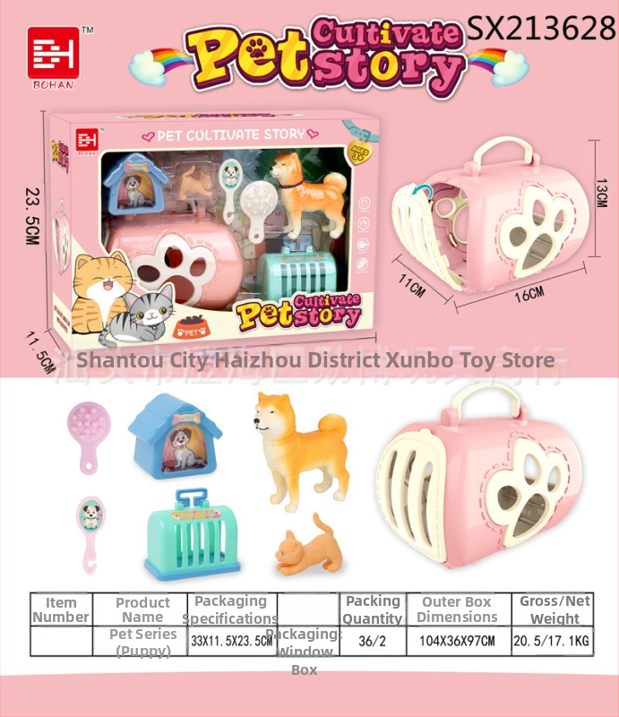 Simulovaná klietka pre domáce zvieratá pre deti — hračka domček, plastový materiál, vek 4–6 rokov, set šteniatka a mačky