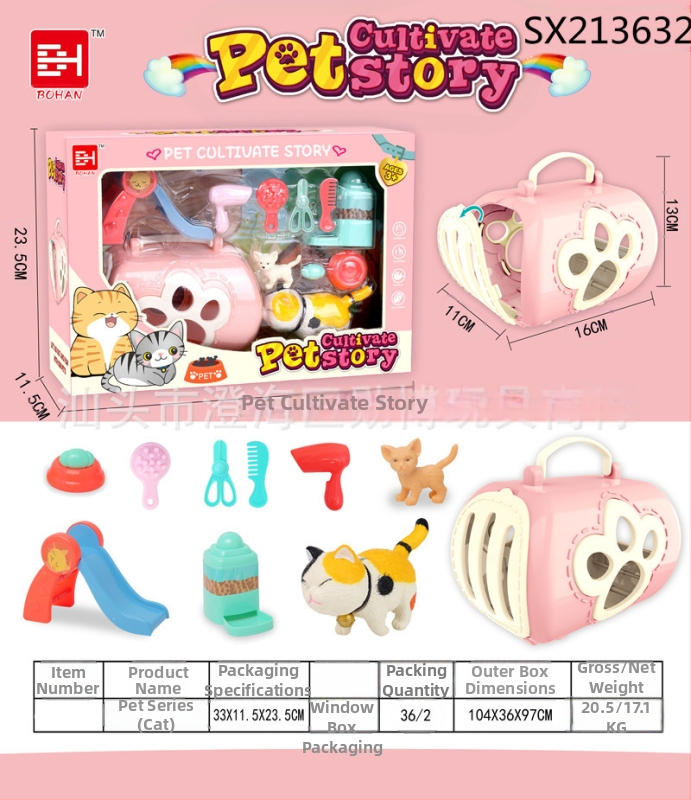 Simulēta mājdzīvnieku kaste bērniem — spēļu mājiņa, plastmasa, vecums 4–6 gadi, suņa kucēna un kaķa komplekts