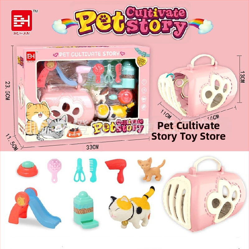 Simulovaná klietka pre domáce zvieratá pre deti — hračka domček, plastový materiál, vek 4–6 rokov, set šteniatka a mačky