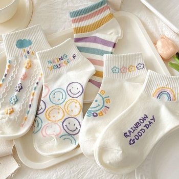 Dámske krátke bavlnené ponožky, 100% bavlna, absorbujú pot, krátky členok, leto, plážové športové ponožky