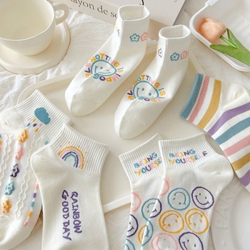 Dámske krátke bavlnené ponožky, 100% bavlna, absorbujú pot, krátky členok, leto, plážové športové ponožky