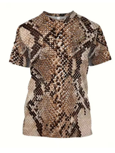 Muško T-shirt s Cartoon 3D otiskom, okrugli izrez, kratki rukavi, poliester Bird's Eye tkanina, regular kroj