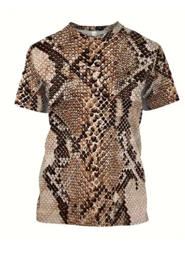 Muško T-shirt s Cartoon 3D otiskom, okrugli izrez, kratki rukavi, poliester Bird's Eye tkanina, regular kroj