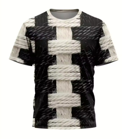 Muško T-shirt s Cartoon 3D otiskom, okrugli izrez, kratki rukavi, poliester Bird's Eye tkanina, regular kroj