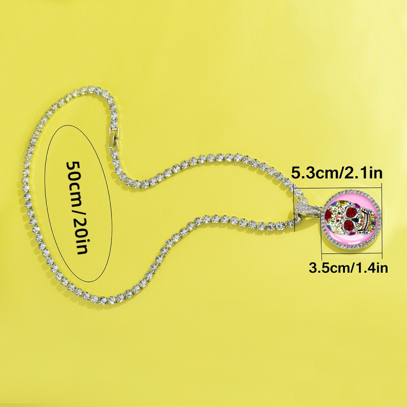ESSPOC колие с висулка мексикански череп, хип-хоп стил, материал: цинкова сплав, дизайн: карикатурни герои и геометрия, пуснато лято 2024