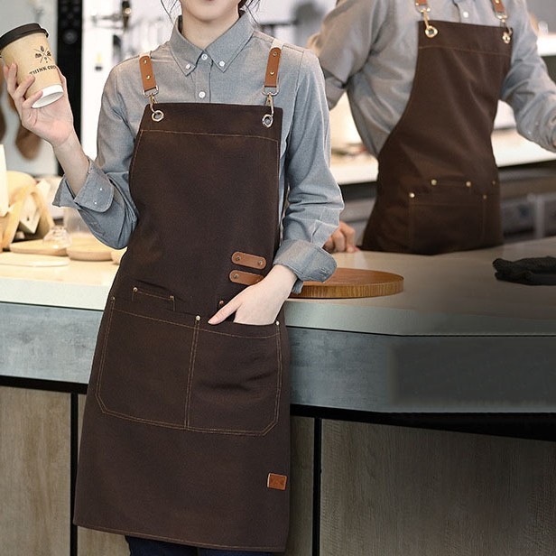 Zástera z plátna, vodeodolná, bez rukávov, pre catering – tlač loga, moderný minimalistický štýl kuchyne