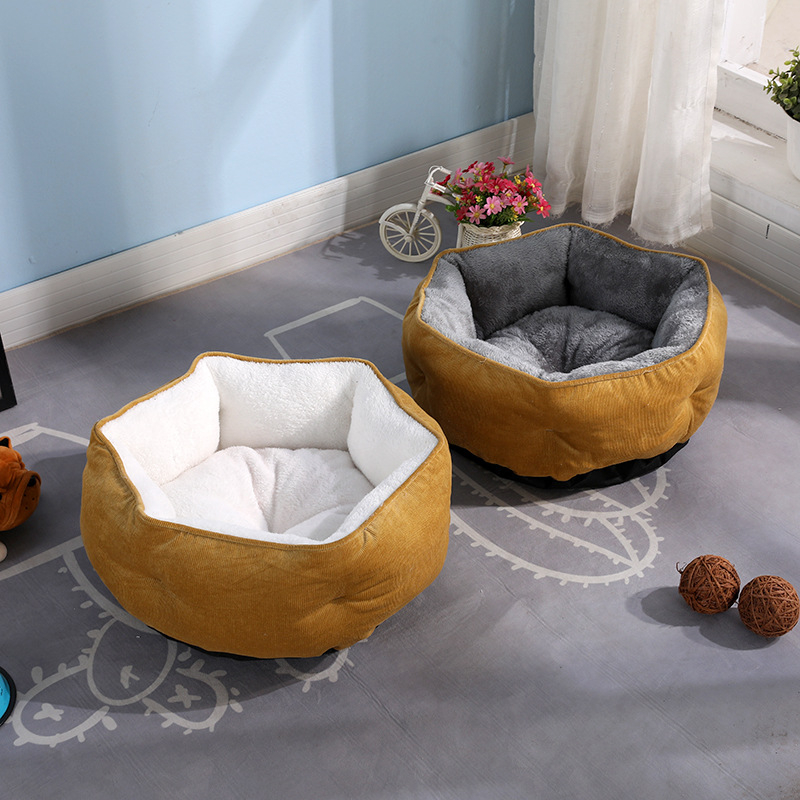 Cuib hexagonal pentru pisici, pentru toate sezoanele, cald și antiderapant, din material textil