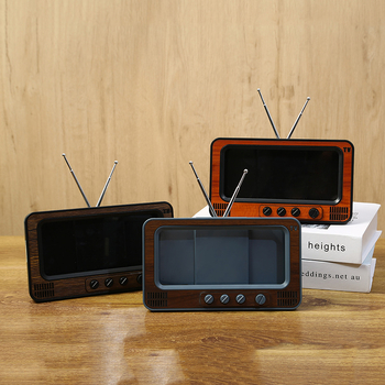 CANGLAI Suport de birou pentru telefon cu lupă de ecran și carcasă în stil TV, din plastic, susține personalizarea