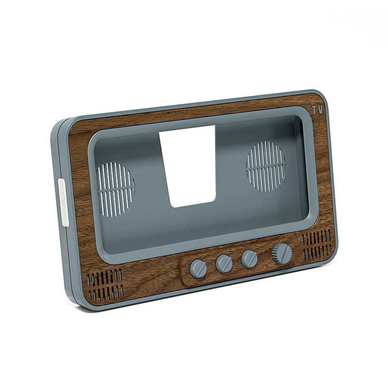 CANGLAI Suport de birou pentru telefon cu lupă de ecran și carcasă în stil TV, din plastic, susține personalizarea