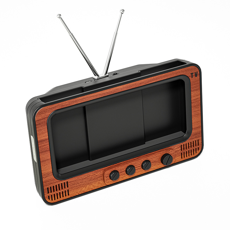 CANGLAI Suport de birou pentru telefon cu lupă de ecran și carcasă în stil TV, din plastic, susține personalizarea