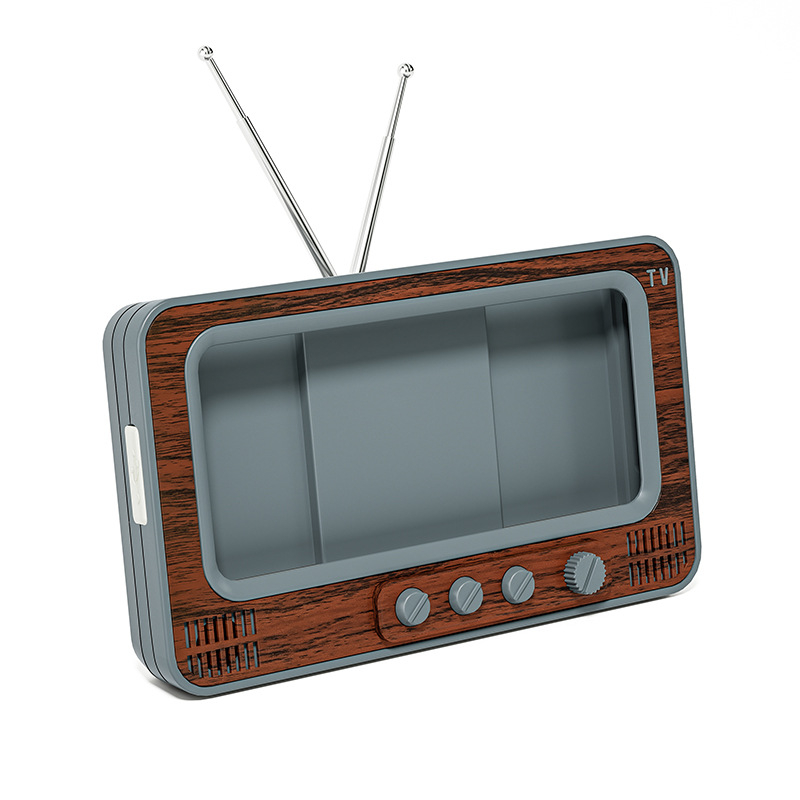 CANGLAI Suport de birou pentru telefon cu lupă de ecran și carcasă în stil TV, din plastic, susține personalizarea