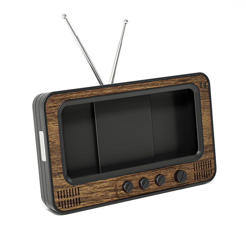 CANGLAI Suport de birou pentru telefon cu lupă de ecran și carcasă în stil TV, din plastic, susține personalizarea