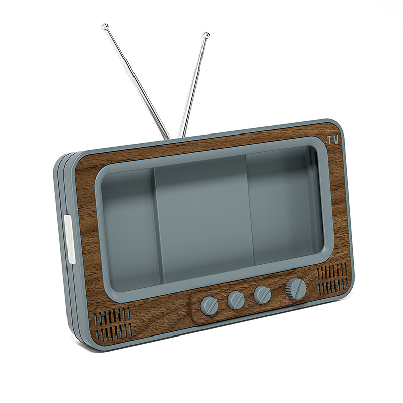 CANGLAI Suport de birou pentru telefon cu lupă de ecran și carcasă în stil TV, din plastic, susține personalizarea