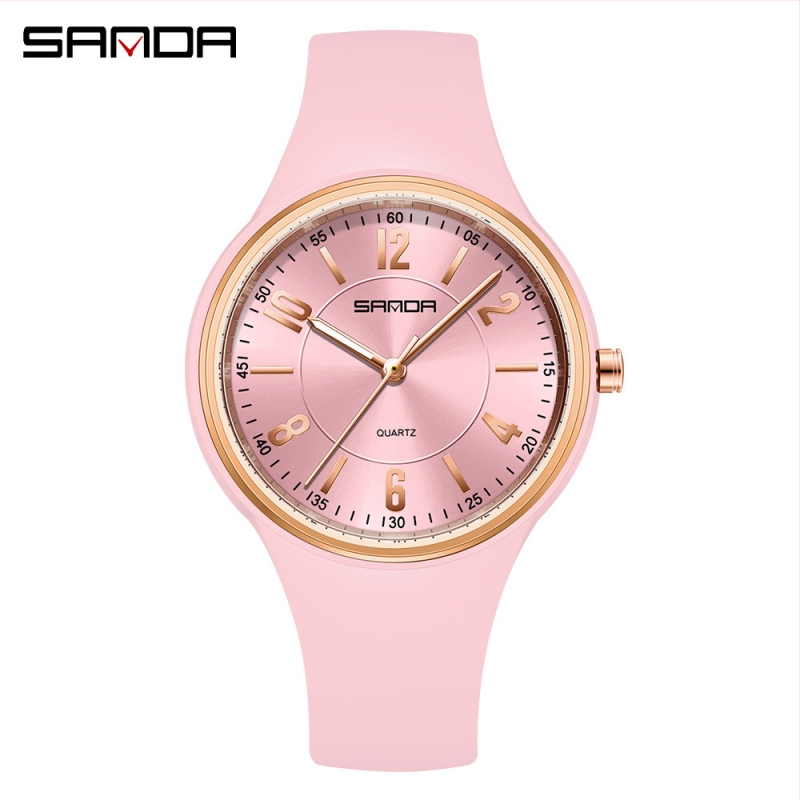 Sanda quartzové hodinky s luminiscenčným displejom, 24-hodinový indikátor, vodotesnosť 30 m, silikónový remienok