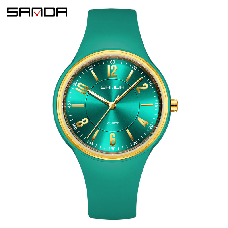 Sanda quartzové hodinky s luminiscenčným displejom, 24-hodinový indikátor, vodotesnosť 30 m, silikónový remienok