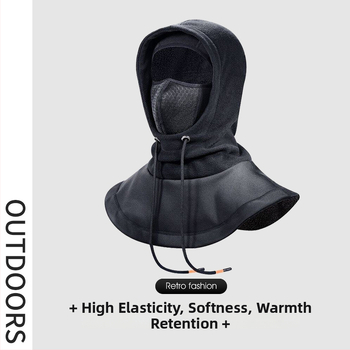 Cyklistická maska s integrovanou čiapkou a šálom, flísová podšívka, vetruodolný materiál, polyester, unisex, vonkajšie zimné jazdy